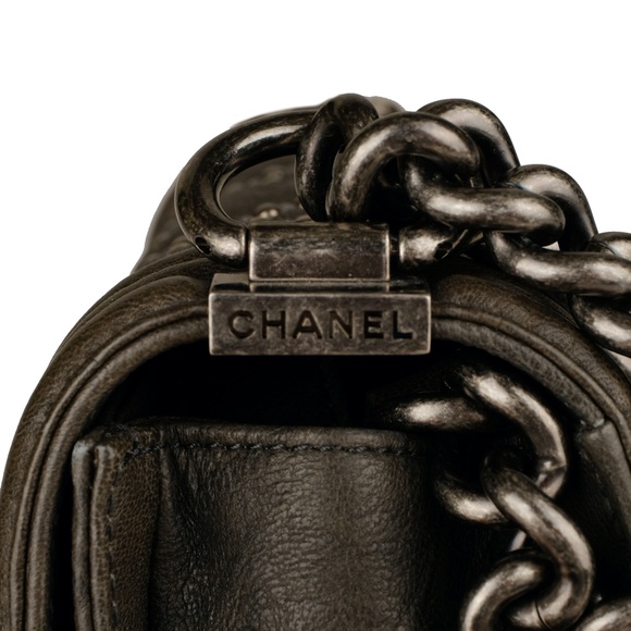 CHANEL Small Boy Bag Quilted Studded Gray Crumpled - Picture 8 of 11